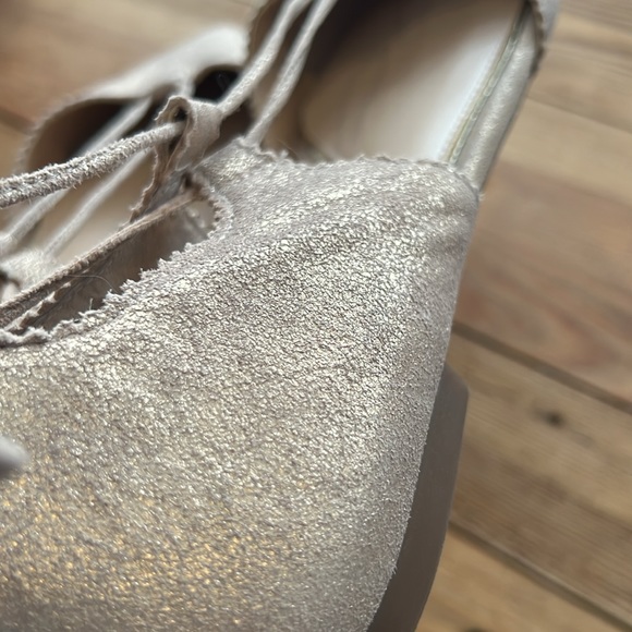 Jessica Simpson lace up tan metallic ballet flats - Picture 5 of 7